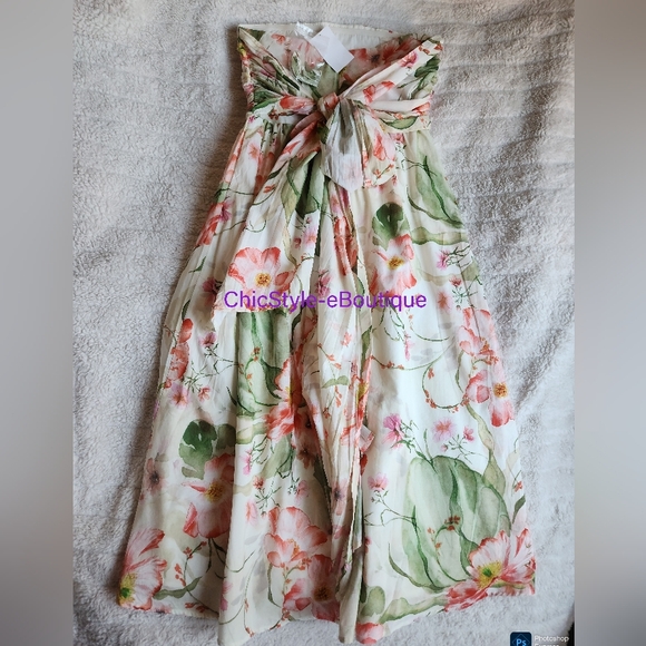 H&M Tie-back Bandeau Dress Midi Floral White/flowers NO LOW BALLING!!! - Picture 9 of 16